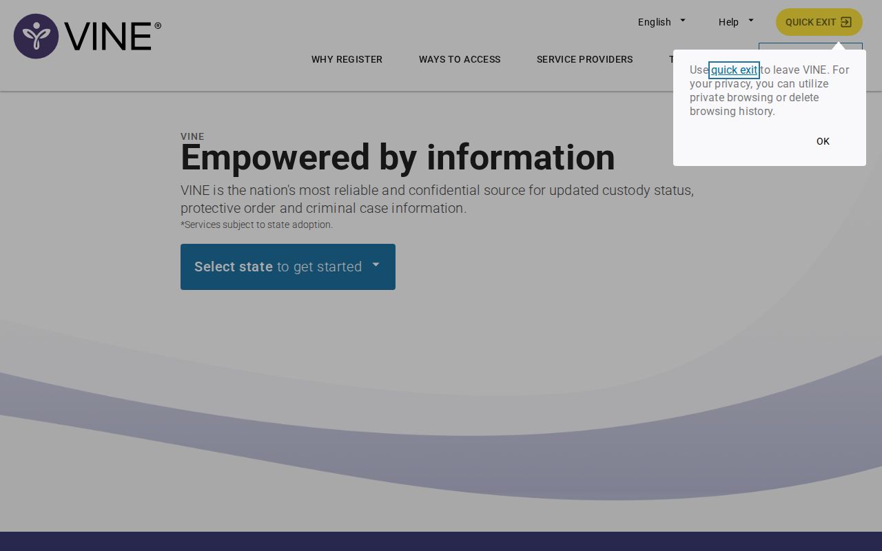VINELink interface showing Ohio selection and a specific inmate search